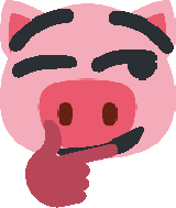 Pig smirking and thinking with a wink